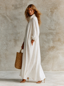 Women's French-style Relaxed-fit Cotton-linen Maxi Dress ZMZ2835H7XT