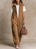 Women's Athleisure Sleeveless Utility-Style Zip-Front Jumpsuit ZMZ2823H0XT