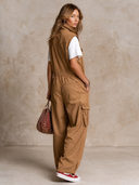 Women's Athleisure Sleeveless Utility-Style Zip-Front Jumpsuit ZMZ2823H0XT