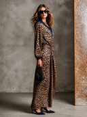 Women's Western-Style Leopard Print Long-Sleeve Lace-Up Maxi Dress ZMZ2882H3XT