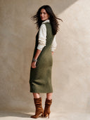 Women's Retro Casual Cotton Yarn Knit V-Neck Sleeveless Dress And Long-Sleeved Shirt Set ZMZ2855H4ZJY