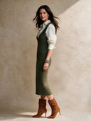 Women's Retro Casual Cotton Yarn Knit V-Neck Sleeveless Dress And Long-Sleeved Shirt Set ZMZ2855H4ZJY