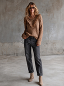 Women's French-style Solid Color Lace Ruffled V-neck Long-sleeved Sweater ZMZ2717H8XT