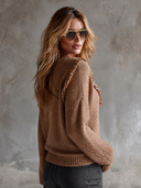 Women's French-style Solid Color Lace Ruffled V-neck Long-sleeved Sweater ZMZ2717H8XT