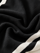 Women's Vintage-Style Round Neck And Lantern Sleeves Black And White Knit Loose Midi Dress ZMZ2869H7ZYY