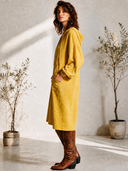 Women's American Retro Casual Faux Suede V-Neck Zip-Up Hooded Midi Dress ZMZ1014H1ZYY