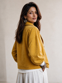 Women's Vintage-Style Faux Suede Lapel And Lantern Sleeves Double-Breasted Jacket ZMZ2844H8ZYY