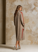 Women's Loose High-Neck Color-Block Striped Knit Midi Dress ZMZ2742H0XT