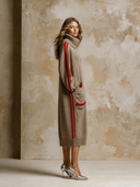 Women's Loose High-Neck Color-Block Striped Knit Midi Dress ZMZ2742H0XT