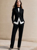 Women's Retro Casual Color Block Pullover Long-Sleeve Shirt ZMZ0193I2ZJY