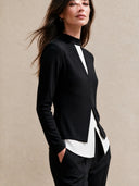 Women's Retro Casual Color Block Pullover Long-Sleeve Shirt ZMZ0193I2ZJY