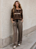 Women's Retro Casual Knitted Patchwork Sequin Striped Pullover Sweater ZMZ0197I8ZJY