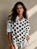 Women's Retro Casual Knitted Polka-Dot Pullover Vest ZMZ0159I3ZJY