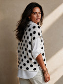 Women's Retro Casual Knitted Polka-Dot Pullover Vest ZMZ0159I3ZJY