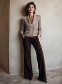 Women's Classic Twill Double-Breasted Slim-Fit Blazer With Piping Detail ZMZ0173I4SWL