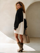 Women's Fashion Color-Block Long-Sleeve Knit Mini Dress ZMZ0185I0SWL