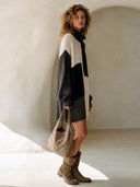 Women's Fashion Color-Block Long-Sleeve Knit Mini Dress ZMZ0185I0SWL