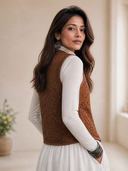 Women's Western-Style Faux Suede Cut-Out Vest ZMZ0179I1ZYY
