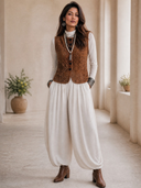 Women's Western-Style Faux Suede Cut-Out Vest ZMZ0179I1ZYY