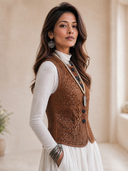 Women's Western-Style Faux Suede Cut-Out Vest ZMZ0179I1ZYY