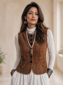 Women's Western-Style Faux Suede Cut-Out Vest ZMZ0179I1ZYY