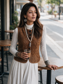 Women's Western-Style Faux Suede Cut-Out Vest ZMZ0179I1ZYY