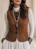 Women's Western-Style Faux Suede Cut-Out Vest ZMZ0179I1ZYY