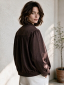Women's Casual Vintage Cotton Twill Stand-Collar Single-Breasted Jacket ZMZ0158I4ZYY