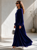 Women's Formal Velvet Party Dress With A Round Neck And Lantern Sleeves Maxi Dress ZMZ0134I3ZYY