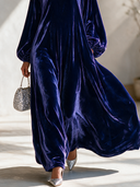 Women's Formal Velvet Party Dress With A Round Neck And Lantern Sleeves Maxi Dress ZMZ0134I3ZYY
