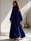 Women's Formal Velvet Party Dress With A Round Neck And Lantern Sleeves Maxi Dress ZMZ0134I3ZYY