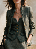 Women's Retro Casual Frayed Blazer Jacket ZMZ0201I9ZJY