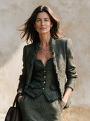 Women's Retro Casual Frayed Blazer Jacket ZMZ0201I9ZJY