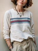 Women's Classic Cotton Printed Crew-Neck Long-Sleeve Top ZMZ0264I9SWL