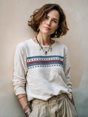 Women's Classic Cotton Printed Crew-Neck Long-Sleeve Top ZMZ0264I9SWL