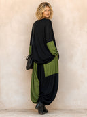 Women's Classic Color-Block Long-Sleeve Top And Elastic-Waist Pants Two-Piece Set ZMZ0226I9SWL