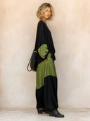 Women's Classic Color-Block Long-Sleeve Top And Elastic-Waist Pants Two-Piece Set ZMZ0226I9SWL