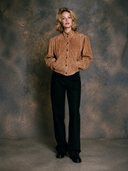 Women's Retro Suede Puff Sleeve Stand Collar Jacket ZMZ0186I1XT