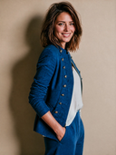Women's Military Style Button-Decorated Slim-Fit Denim Jacket ZMZ0224I0XT