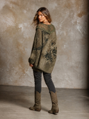 Women's Vintage Camo Print Lace-Panel V-Neck Sweater ZMZ2759H5XT