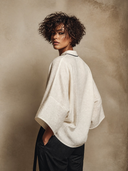 Women's Minimalist Cotton Linen Loose-fitting Batwing Three-quarter Sleeve Shirt ZMZ1903H0XT