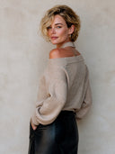 Women's Stylish Khaki Halter-Neck Knit Sweater ZMZ0276I1SWL