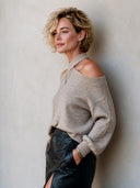 Women's Stylish Khaki Halter-Neck Knit Sweater ZMZ0276I1SWL