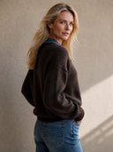 Women's Retro Casual Denim Patchwork Knit Pullover Sweater ZMZ0339I9ZJY