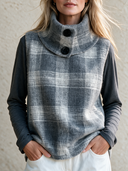 Women's Retro Casual Simple Plaid Pullover Vest ZMZ0384I4ZJY