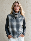 Women's Retro Casual Simple Plaid Pullover Vest ZMZ0384I4ZJY