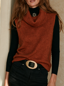 Women's Retro Casual Cotton Yarn Knitted Turtleneck Vest ZMZ0370I9ZJY