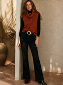 Women's Retro Casual Cotton Yarn Knitted Turtleneck Vest ZMZ0370I9ZJY