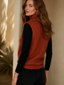 Women's Retro Casual Cotton Yarn Knitted Turtleneck Vest ZMZ0370I9ZJY