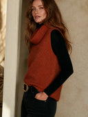 Women's Retro Casual Cotton Yarn Knitted Turtleneck Vest ZMZ0370I9ZJY